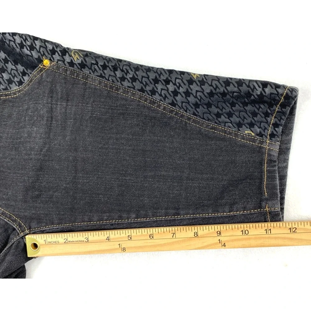 G Unit Company Denim Shorts Junior 11 Dark Wash Gold Rhinestones Flap‎ Pockets